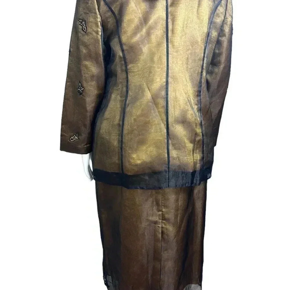 NWT Donna Vinci Couture embellished gold with black overlay Suit size 18 - Picture 5 of 16